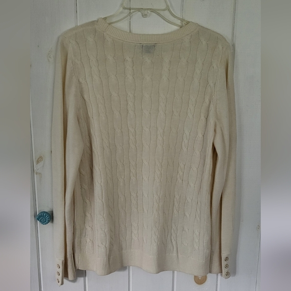 Talbots Soft Lambswool Crewneck Cable Knit Sweater - Picture 4 of 8